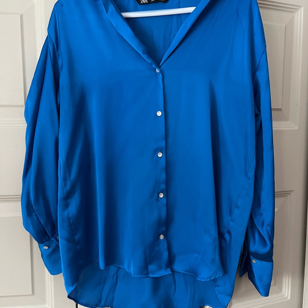 Zara Royal Blue Button Down Shirt - Picture 2 of 10